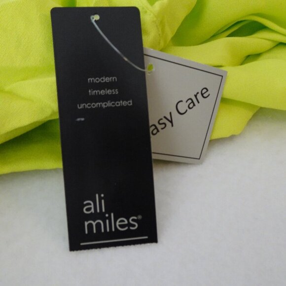 Ali Miles Tunic Top Women's Plus Size 3X Yellow Green Bright Button Front - Picture 8 of 9